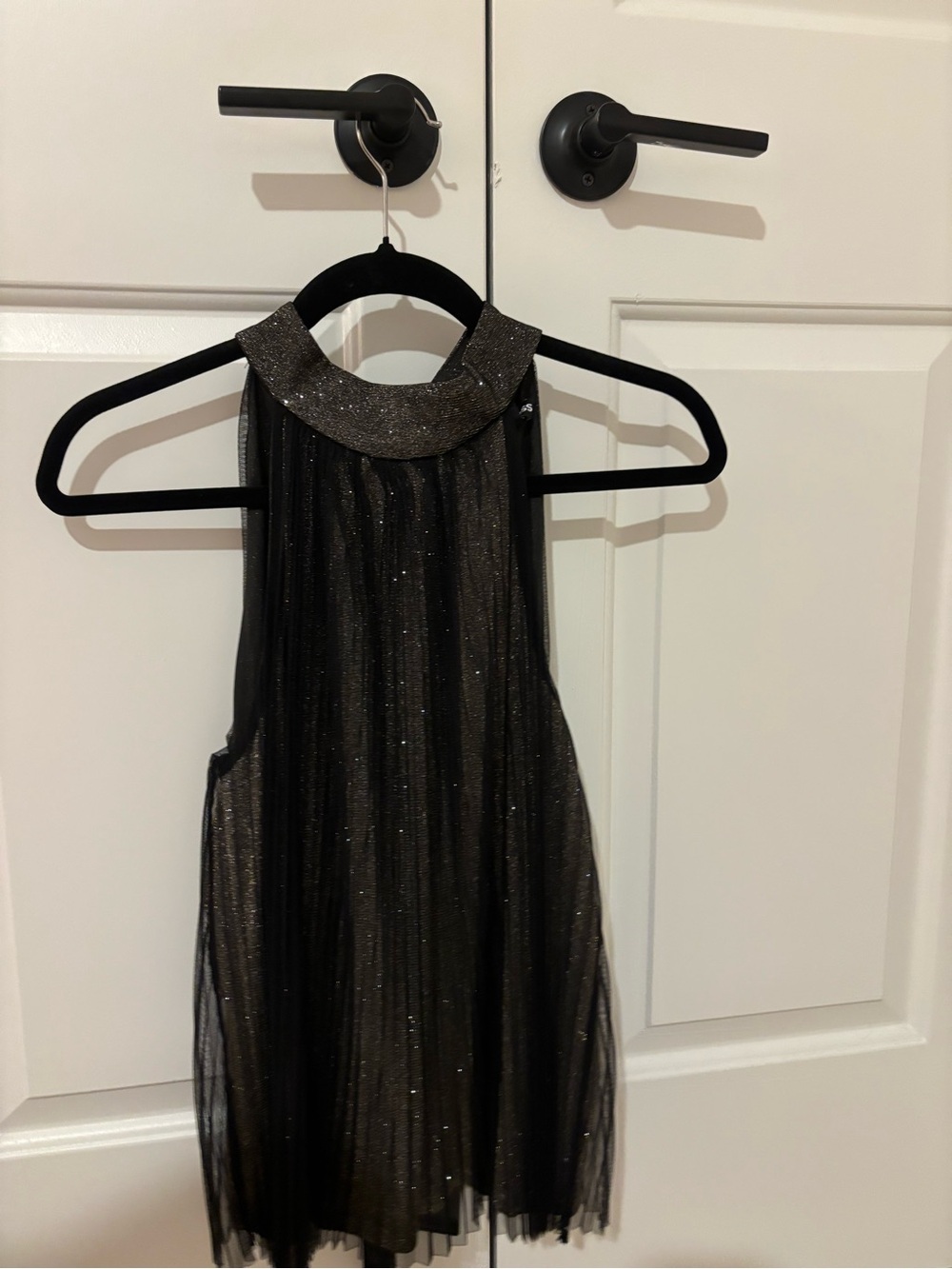 Express Black Dress with Metallic Gold Sheen